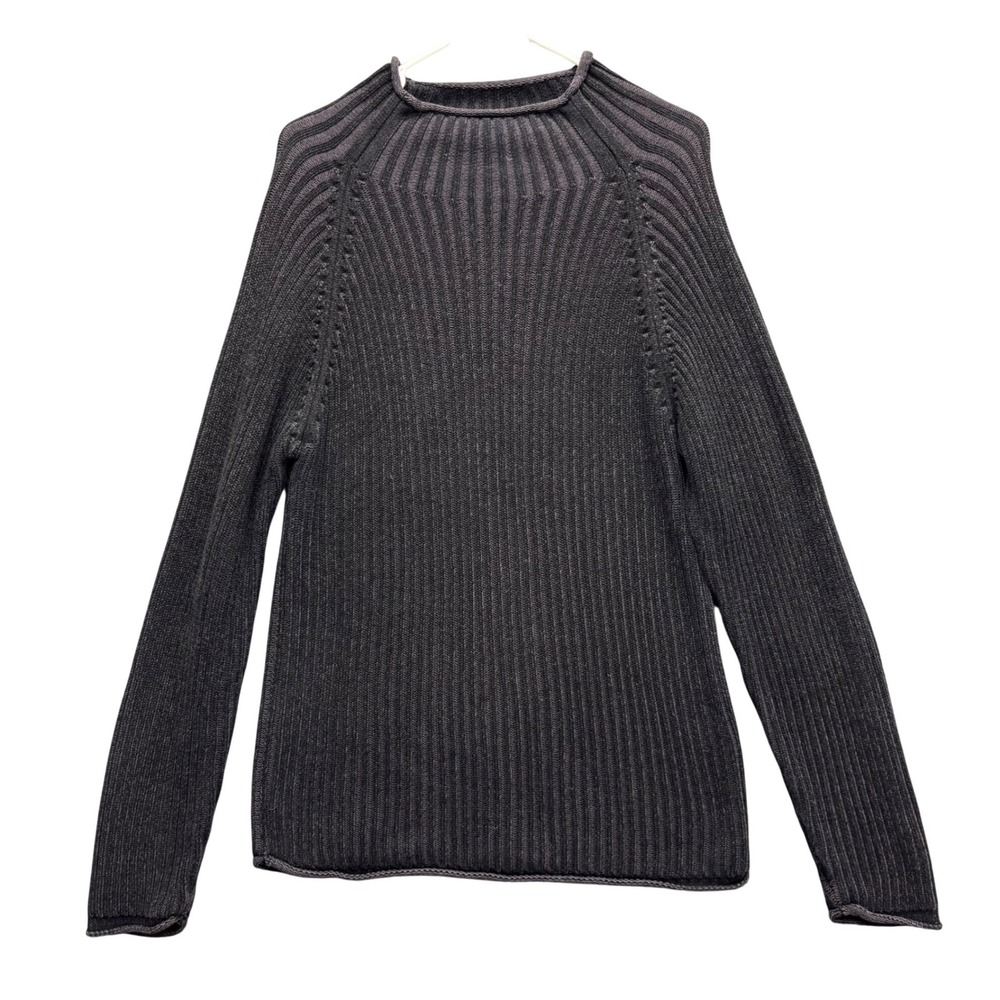 Nasty Pig Mens Ribbed Cotton Mock Neck Sweater Black Grey Size Large